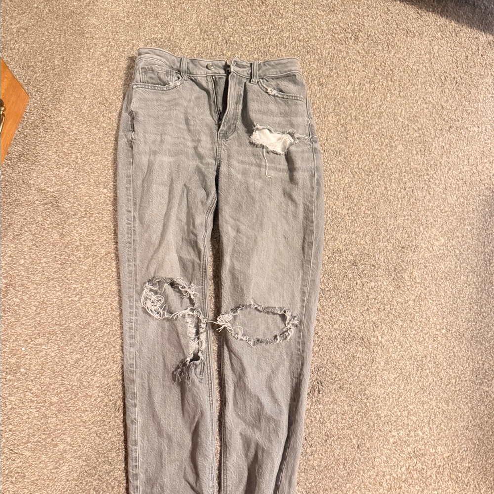 American Eagle Outfitters Gray High Rise Distressed Jeans